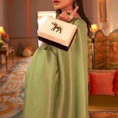 Staring Green Kanjivaram Silk Saree With Dazzling Blouse Piece