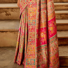 Traditional Dark Beige Pashmina Saree With Dalliance Blouse Piece