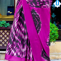 Dulcet Purple Digital Printed Satin Silk Saree With Ethereal Blouse Piece