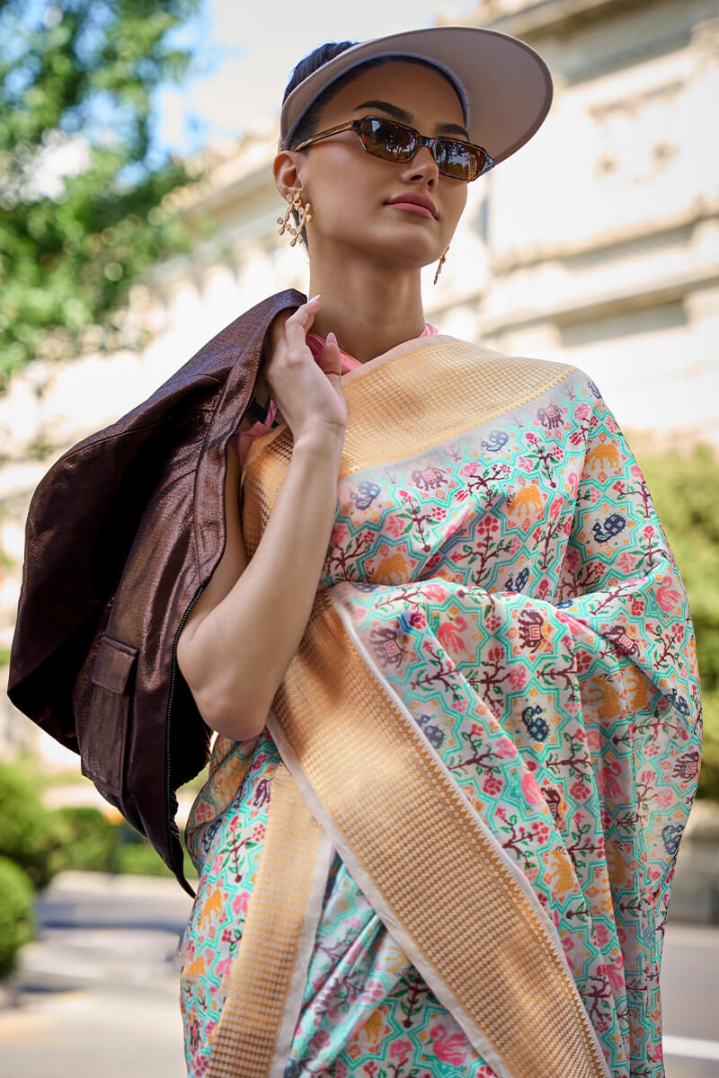 Petrichor Pista Organza Silk Saree With Sumptuous Blouse Piece