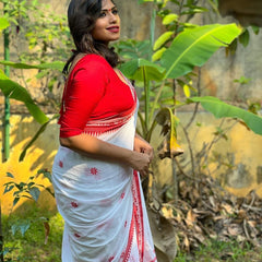 Sophisticated White Soft cotton Silk With Stylish Blouse Piece