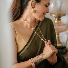 Precious Green Cotton Silk Saree With Gratifying Blouse Piece