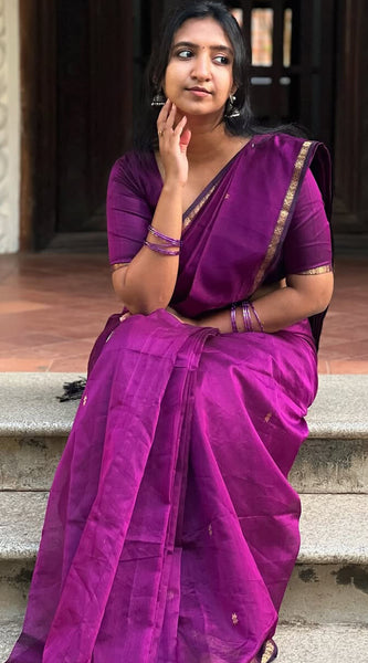 Confounding Magenta Cotton Silk Saree With Woebegone Blouse Piece