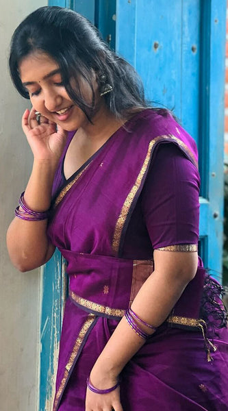 Confounding Magenta Cotton Silk Saree With Woebegone Blouse Piece