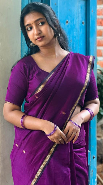 Confounding Magenta Cotton Silk Saree With Woebegone Blouse Piece