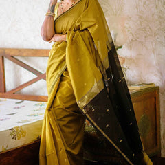 Gleaming Mustard Cotton Silk Saree With Classy Blouse Piece