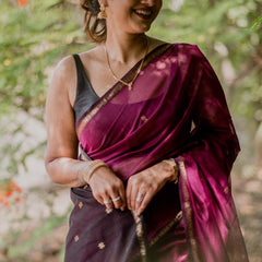 Marvellous Dark Pink Cotton Silk Saree With Gratifying Blouse Piece