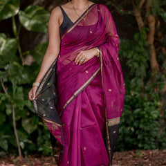Marvellous Dark Pink Cotton Silk Saree With Gratifying Blouse Piece