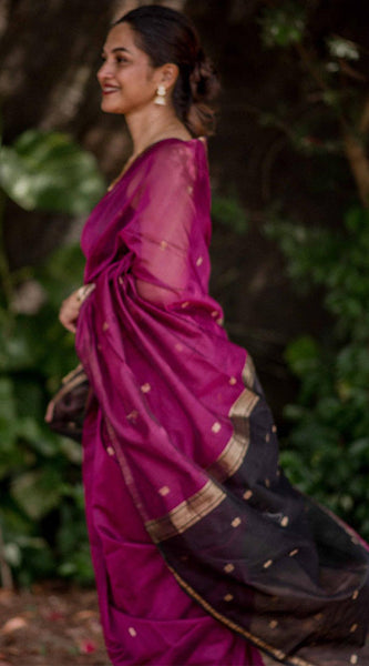 Marvellous Dark Pink Cotton Silk Saree With Gratifying Blouse Piece