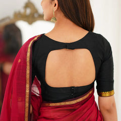 Seraphic Red Cotton Silk Saree With Mellifluous Blouse Piece
