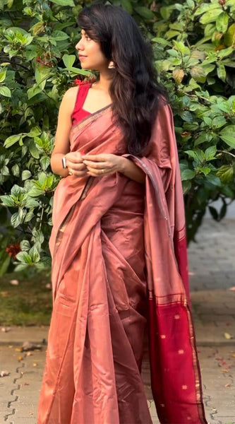 Comely Pink Cotton Silk Saree With Fancifull Blouse Piece