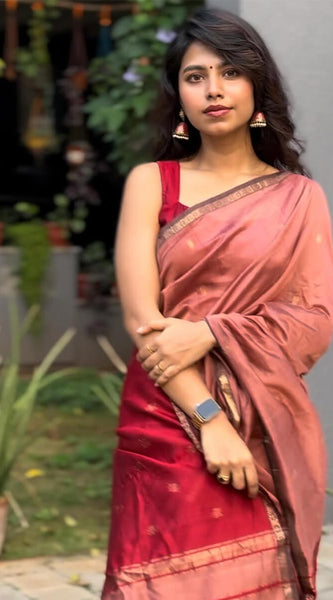 Comely Pink Cotton Silk Saree With Fancifull Blouse Piece