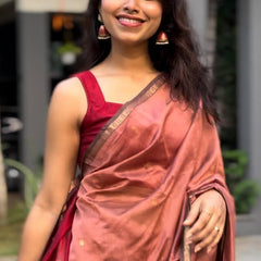 Comely Pink Cotton Silk Saree With Fancifull Blouse Piece