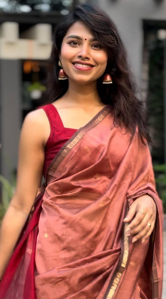 Comely Pink Cotton Silk Saree With Fancifull Blouse Piece