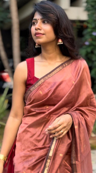 Comely Pink Cotton Silk Saree With Fancifull Blouse Piece