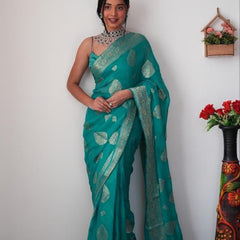 Trendy 1-Minute Ready To Wear Sea Green Soft Silk Saree