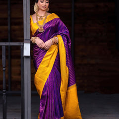 Dalliance Purple Soft Silk Saree With Chatoyant Blouse Piece