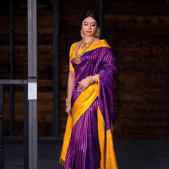 Dalliance Purple Soft Silk Saree With Chatoyant Blouse Piece