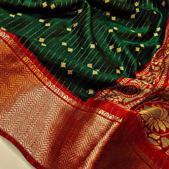 Charismatic Dark Green Digital Printed Dola Silk Saree With Prodigal Blouse Piece