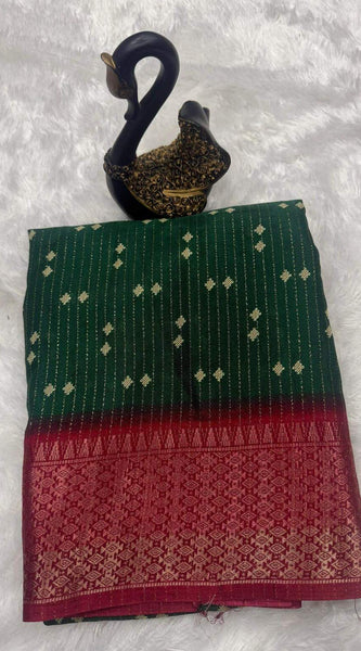 Charismatic Dark Green Digital Printed Dola Silk Saree With Prodigal Blouse Piece