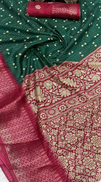 Charismatic Dark Green Digital Printed Dola Silk Saree With Prodigal Blouse Piece