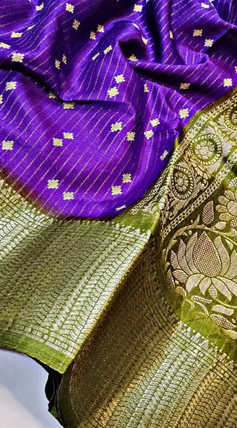Supernal Purple Printed Dola Silk Saree With Luxuriant Blouse Piece