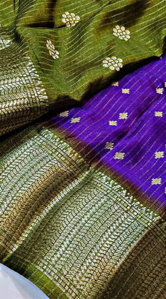 Supernal Purple Printed Dola Silk Saree With Luxuriant Blouse Piece