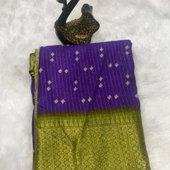 Supernal Purple Printed Dola Silk Saree With Luxuriant Blouse Piece