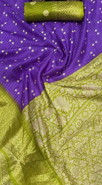 Supernal Purple Printed Dola Silk Saree With Luxuriant Blouse Piece