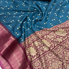 Smashing Teal Blue Digital Printed Dola Silk Saree With Redolent Blouse Piece