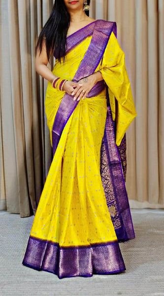 Magnetic Yellow Digital Printed Dola Silk Saree With Mellifluous Blouse Piece