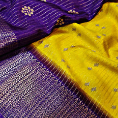 Magnetic Yellow Digital Printed Dola Silk Saree With Mellifluous Blouse Piece