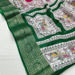 Majestic Dark Pink Digital Printed Dola Silk Saree With Fugacious Blouse Piece