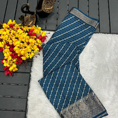 Traditional Rama Digital Printed Dola Silk Saree With Ebullience Blouse Piece