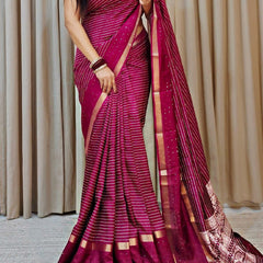 Lassitude Dark Pink Digital Printed Dola Silk Saree With Gratifying Blouse Piece