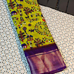 Engrossing Perrot Digital Printed Soft Silk Saree With Hypnotic Blouse Piece