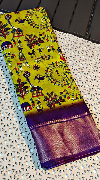 Engrossing Perrot Digital Printed Soft Silk Saree With Hypnotic Blouse Piece
