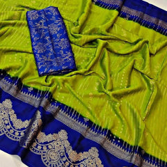 Winsome Mehndi Digital Printed Chiffon Saree With Sonorous Blouse Piece
