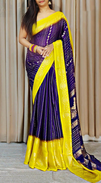Allure Royal Blue Digital Printed Chiffon Saree With Effulgent Blouse Piece