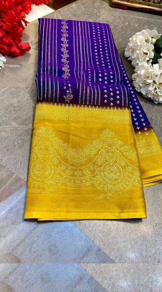 Allure Royal Blue Digital Printed Chiffon Saree With Effulgent Blouse Piece