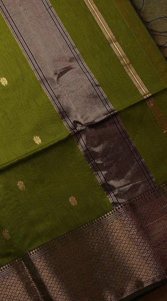 Seraglio Green Cotton Silk Saree With Magnificat Blouse Piece