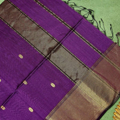 Groovy Purple Cotton Silk Saree With Adoring Blouse Piece