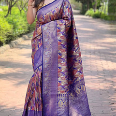 Lovely Blue Kanjivaram Silk Saree With Attractive Blouse Piece