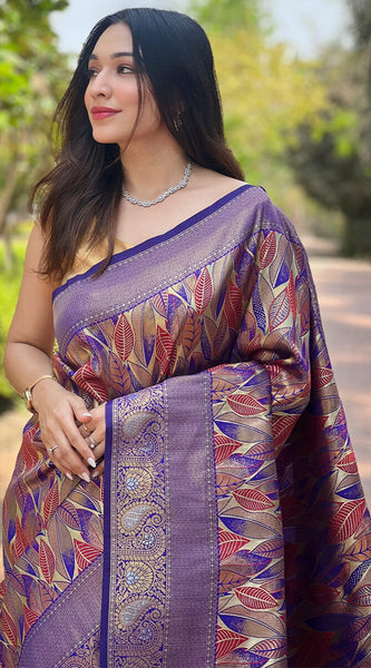 Lovely Blue Kanjivaram Silk Saree With Attractive Blouse Piece