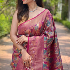 Jazzy Purple Kanjivaram Silk Saree With Breathtaking Blouse Piece