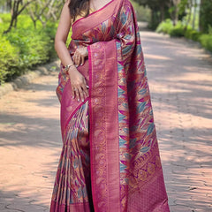 Jazzy Purple Kanjivaram Silk Saree With Breathtaking Blouse Piece