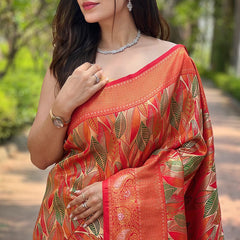 Opulent Red Kanjivaram Silk Saree With Mesmeric Blouse Piece