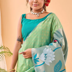 Proficient Parrot Paithani Silk Saree With Opulent Blouse Piece