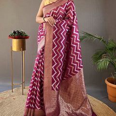Breathtaking Purple Cotton Silk Saree With Majesty Blouse Piece