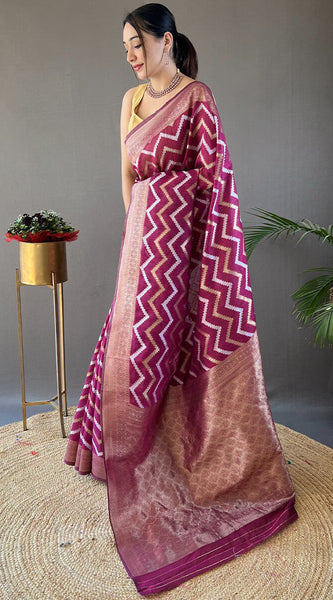 Breathtaking Purple Cotton Silk Saree With Majesty Blouse Piece
